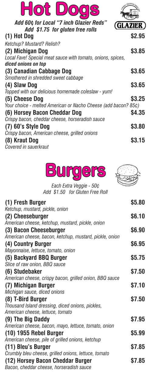 Bokie's Drive In menu page 1