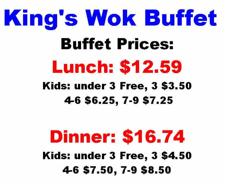 King's Wok Buffet menu page 1
