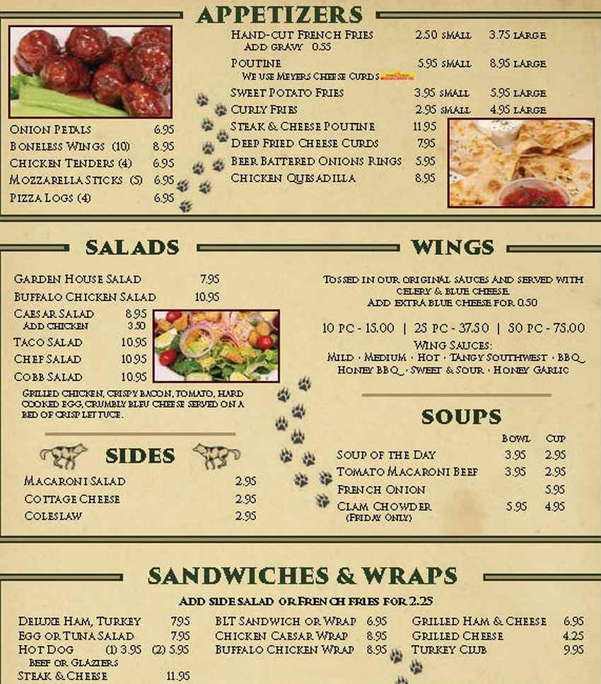 Twinleaf Diner menu page 1