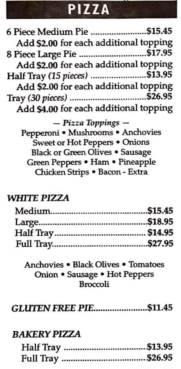 Goodfellas Pizzeria menu page 1