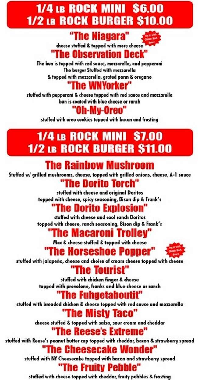 Rock Burger menu page 1