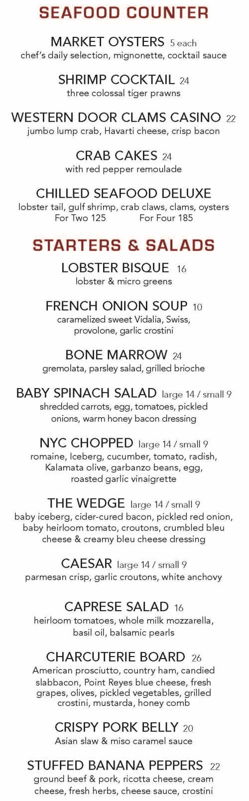 The Western Door Steakhouse menu page 1