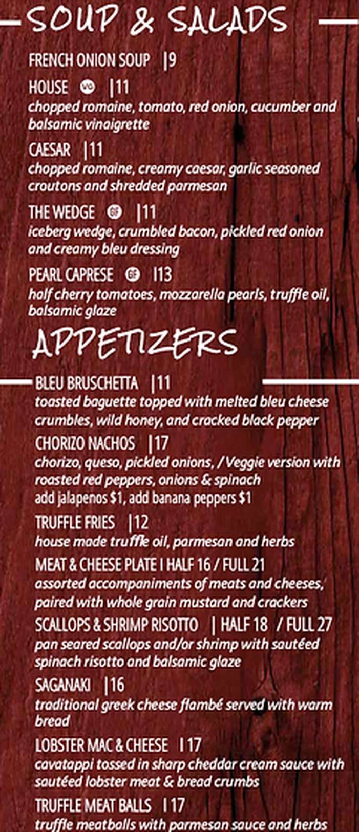 Wine on Third menu page 1