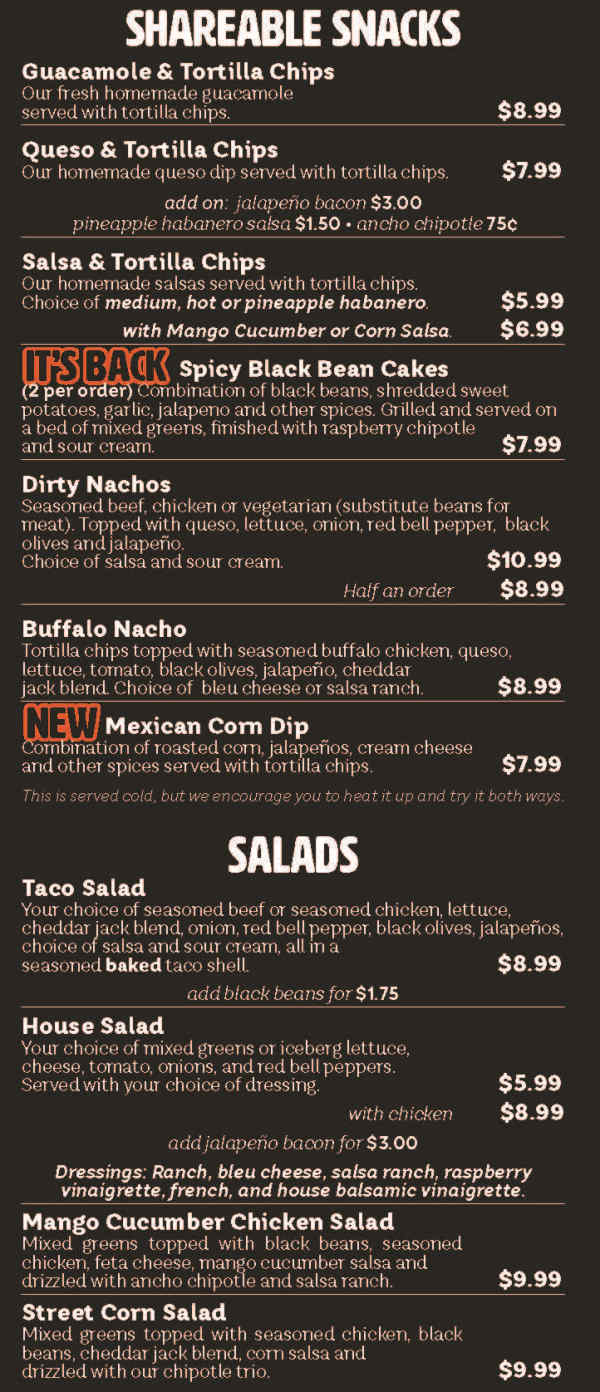 The Dirty Gringo menu page 1