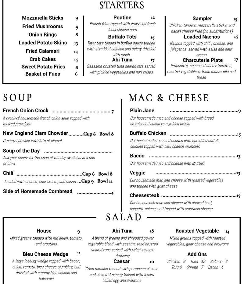 Stillwater menu page 1