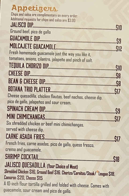 Taqueria Guadalajara II menu page 1