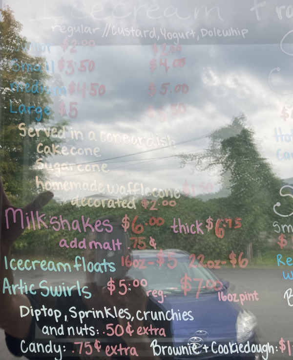 Golden Guernsey Ice Cream menu page 1