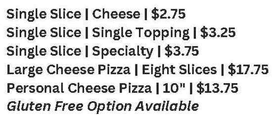 Pizza 23 West menu page 1