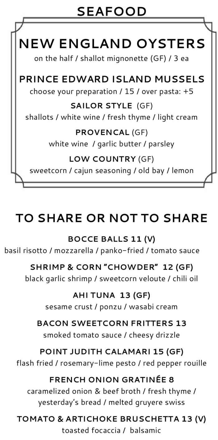 Bistro 197 menu page 1