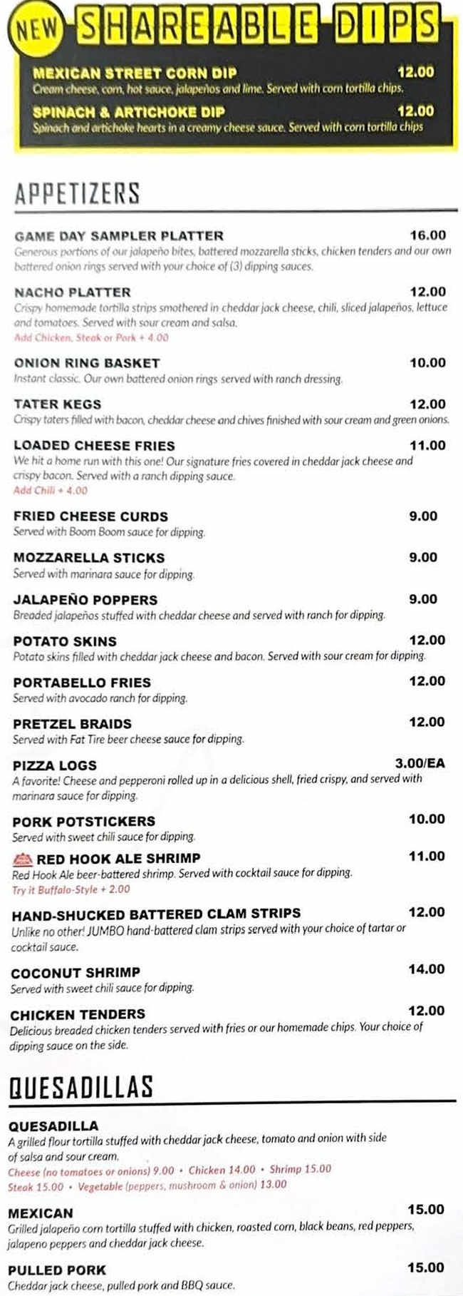 Cheap Seats Sports Bar menu page 1