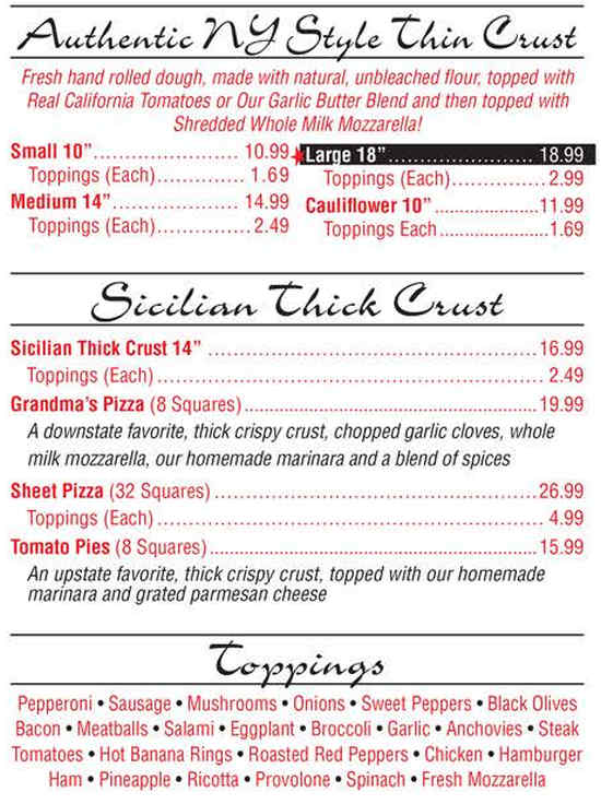 GJP Oswego menu page 1
