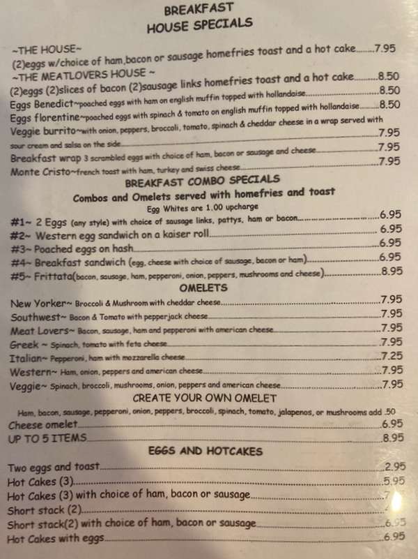 Maria's Family Restaurant menu page 1