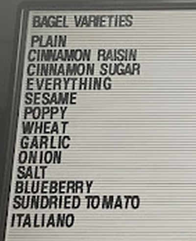 Oswego Bagelry & Bread Shop menu page 1