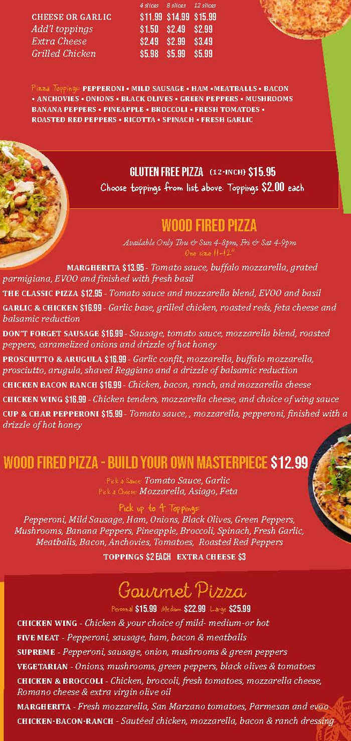 Mama Gina's menu page 1