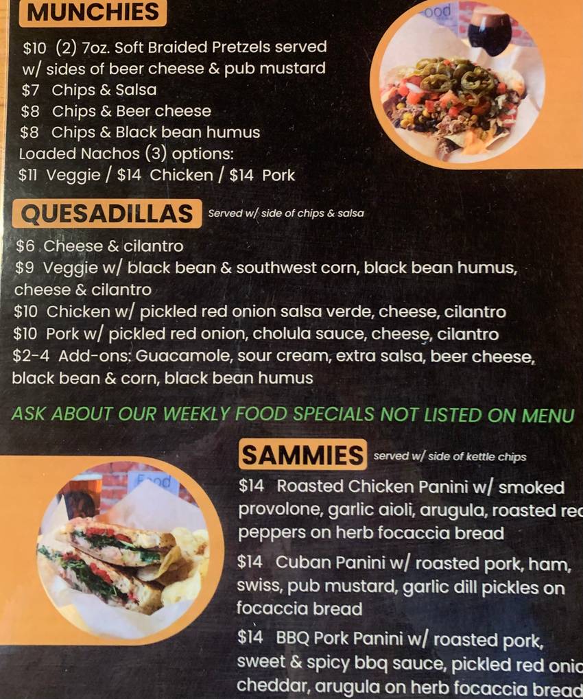 Lucky Hare Brewing Co menu page 1