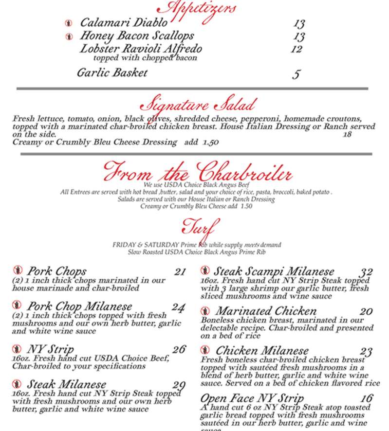 Bud's Place menu page 1