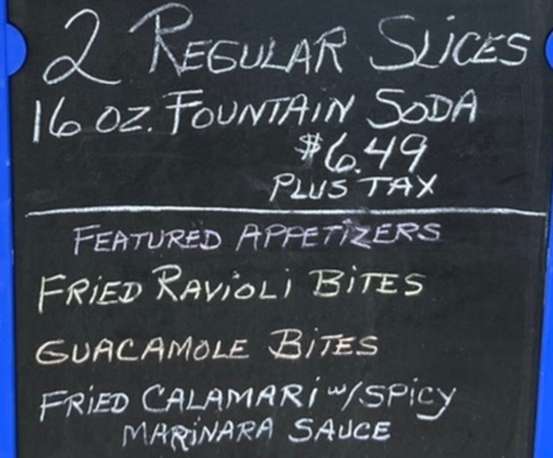 Mario's Pizza menu page 1