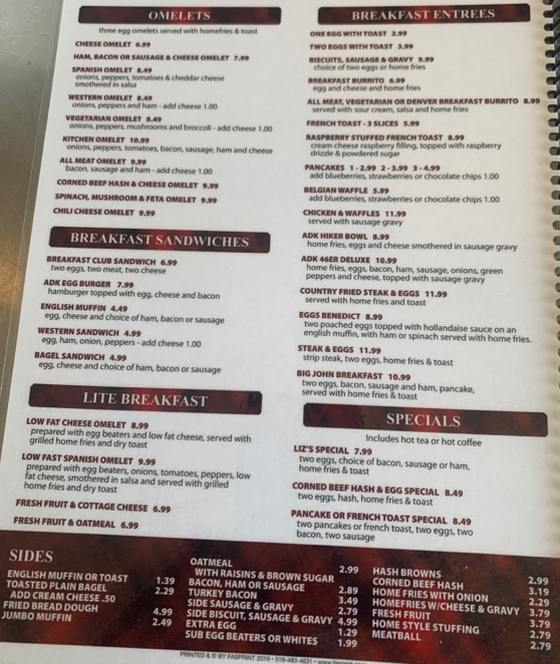 Michigans Plus menu page 1