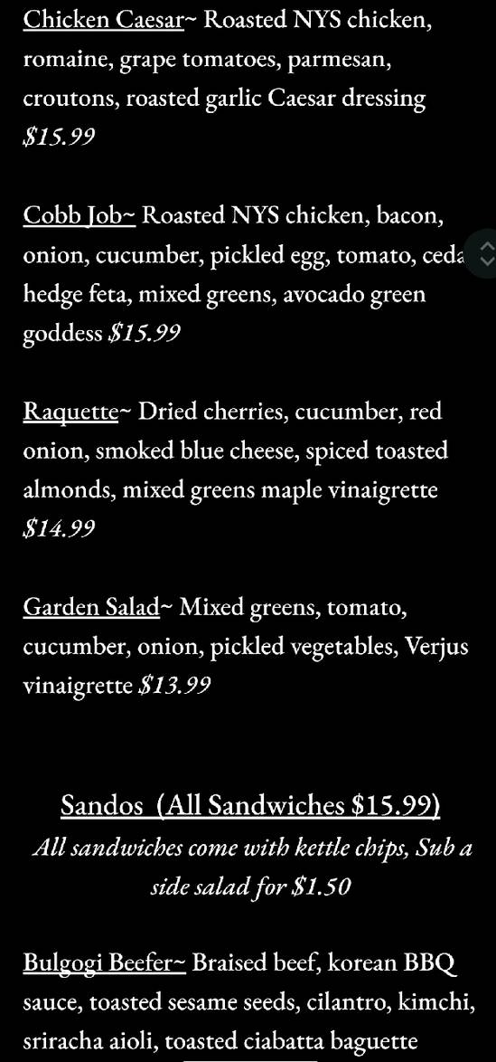 Hoof & Horn menu page 1