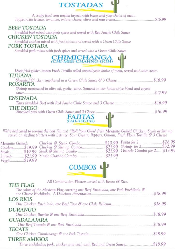 Cactus Grill & Cantina Menu, Potsdam, NY