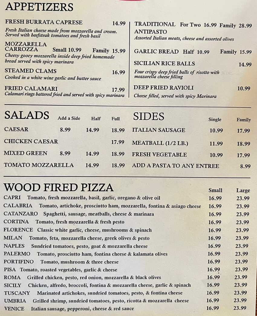 Mama Lucia menu page 1