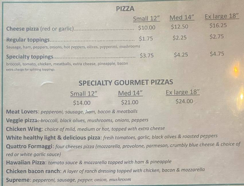 Passarella menu page 1