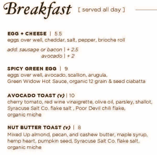 Bread Alone Bakery menu page 1