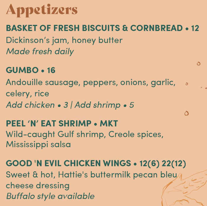 Hattie's menu page 1