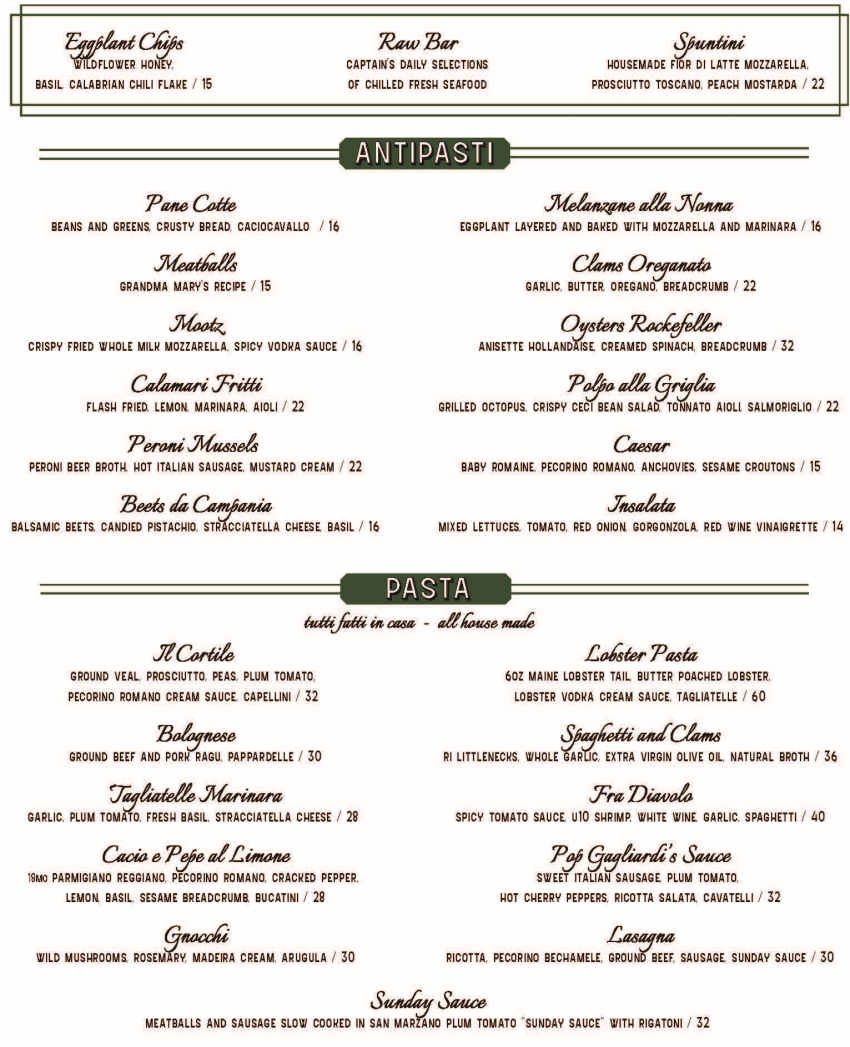 Solevo Kitchen menu page 1