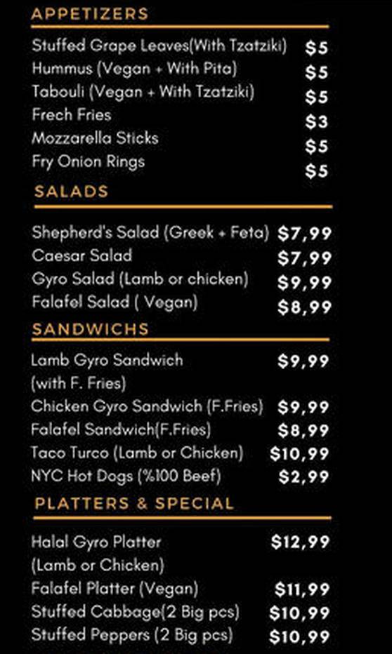 Alaturco Gyro menu page 1