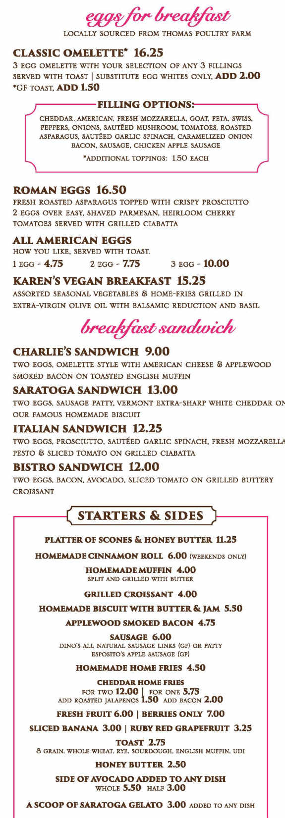 Sweet Mimi's Cafe menu page 1