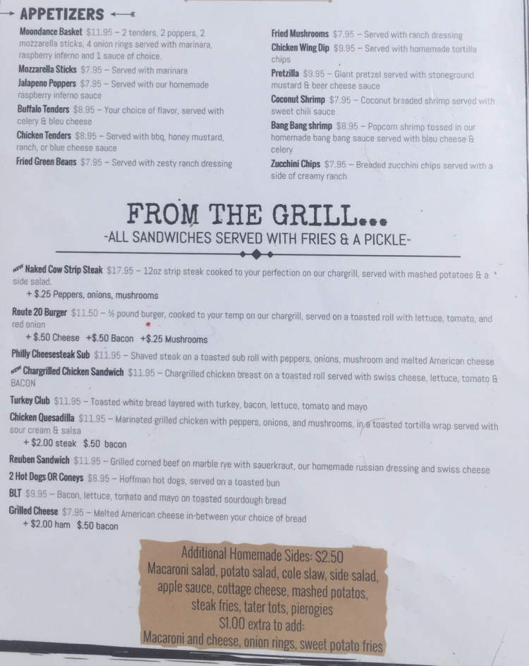 Moondance menu page 1