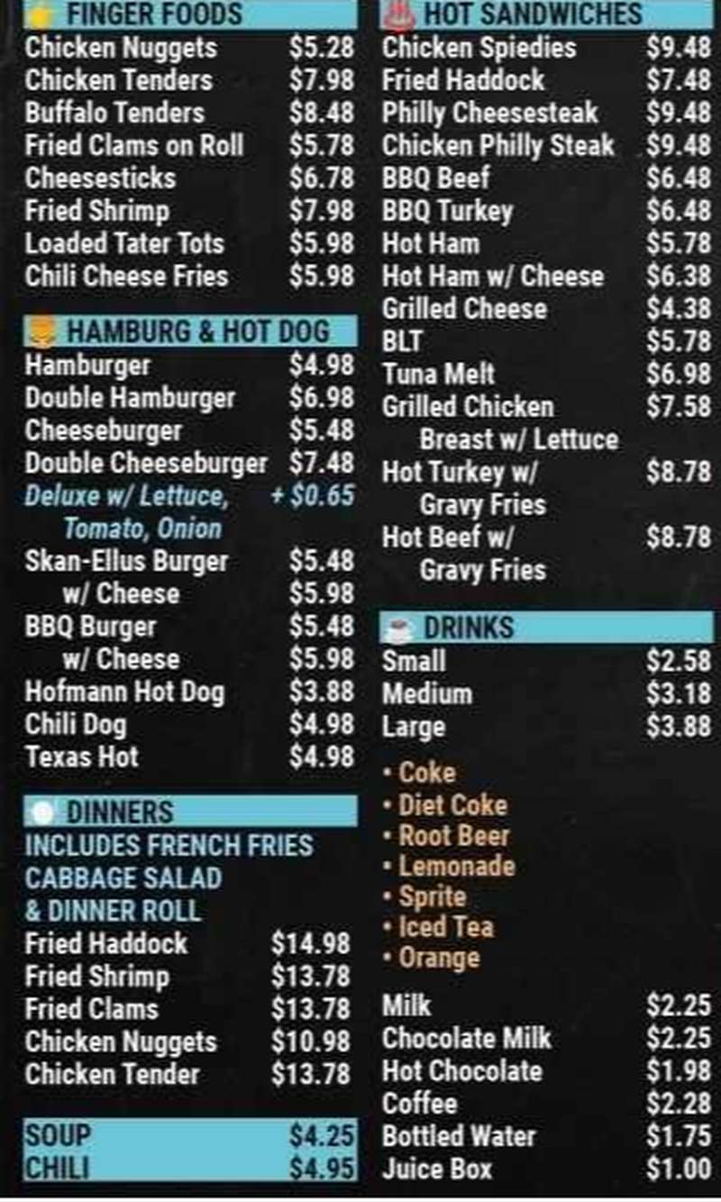 Skan-Ellus Drive In menu page 1