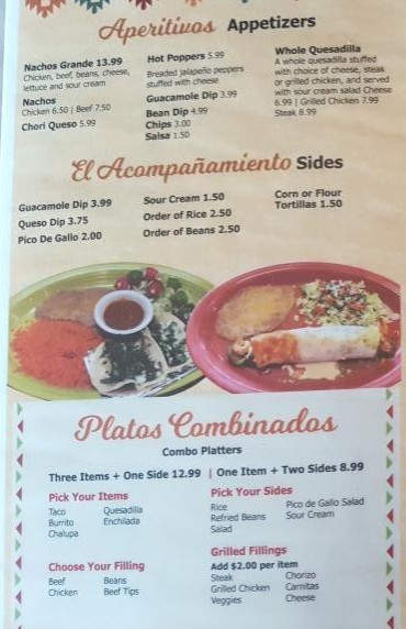 Tres Primos menu page 1