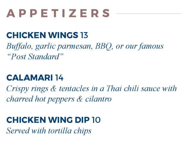 Chelsea's menu page 1