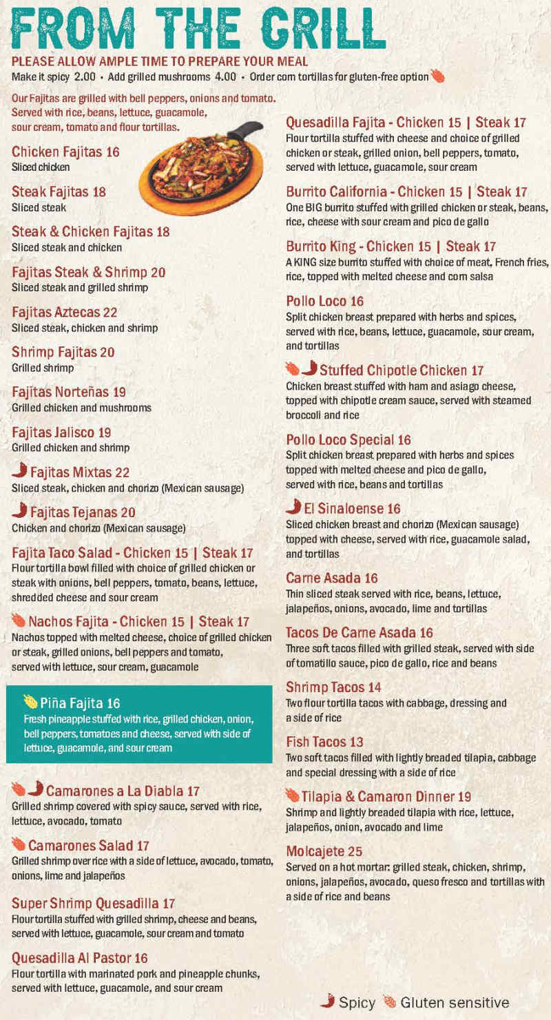 Azteca Mexican Grill menu page 1