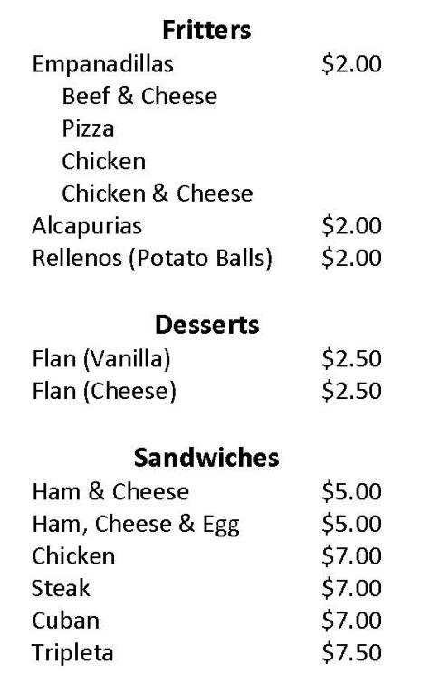 Don Juan Cafe menu page 1