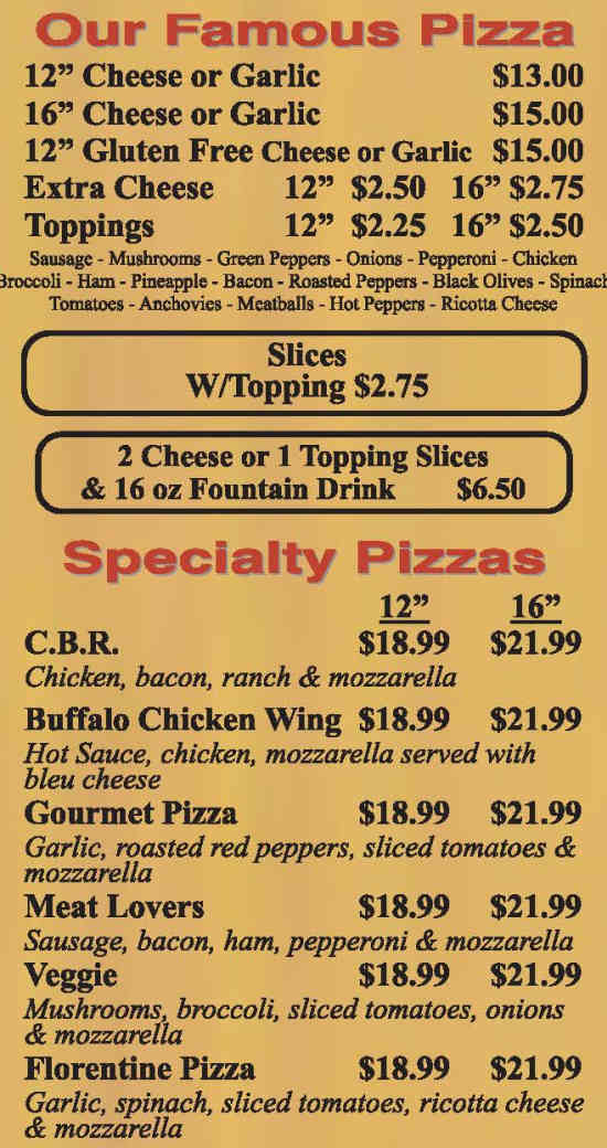 Twin Trees menu page 1