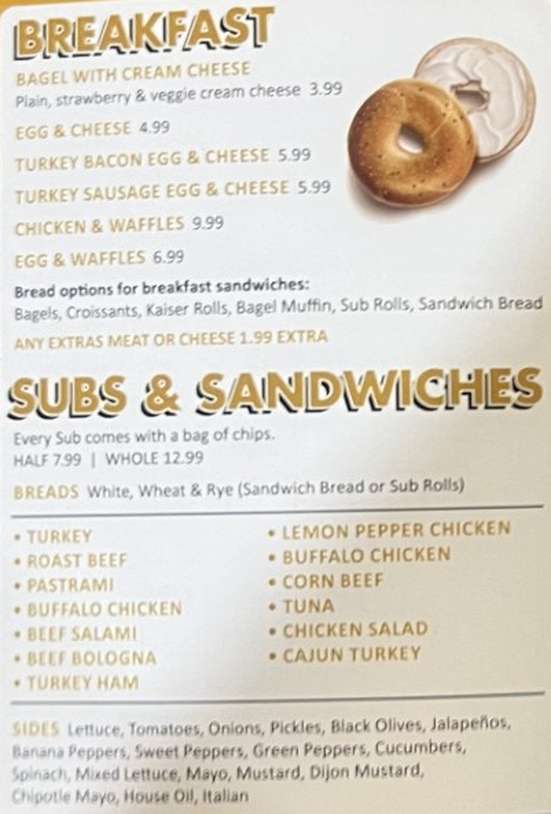 Over the Cuse menu page 1