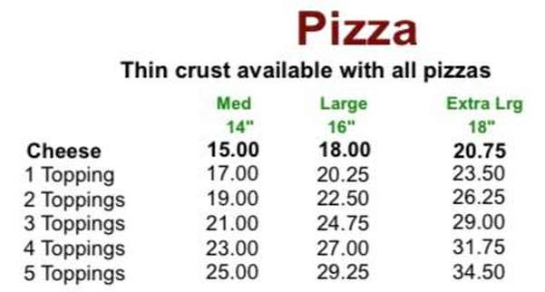 Little Italy menu page 1