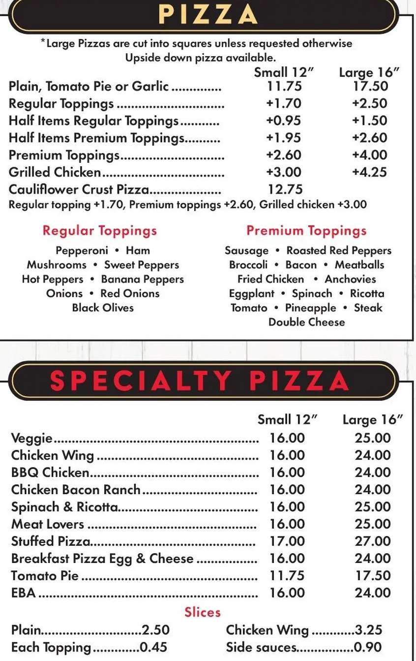 Tony's Pizzeria Clinton menu page 1