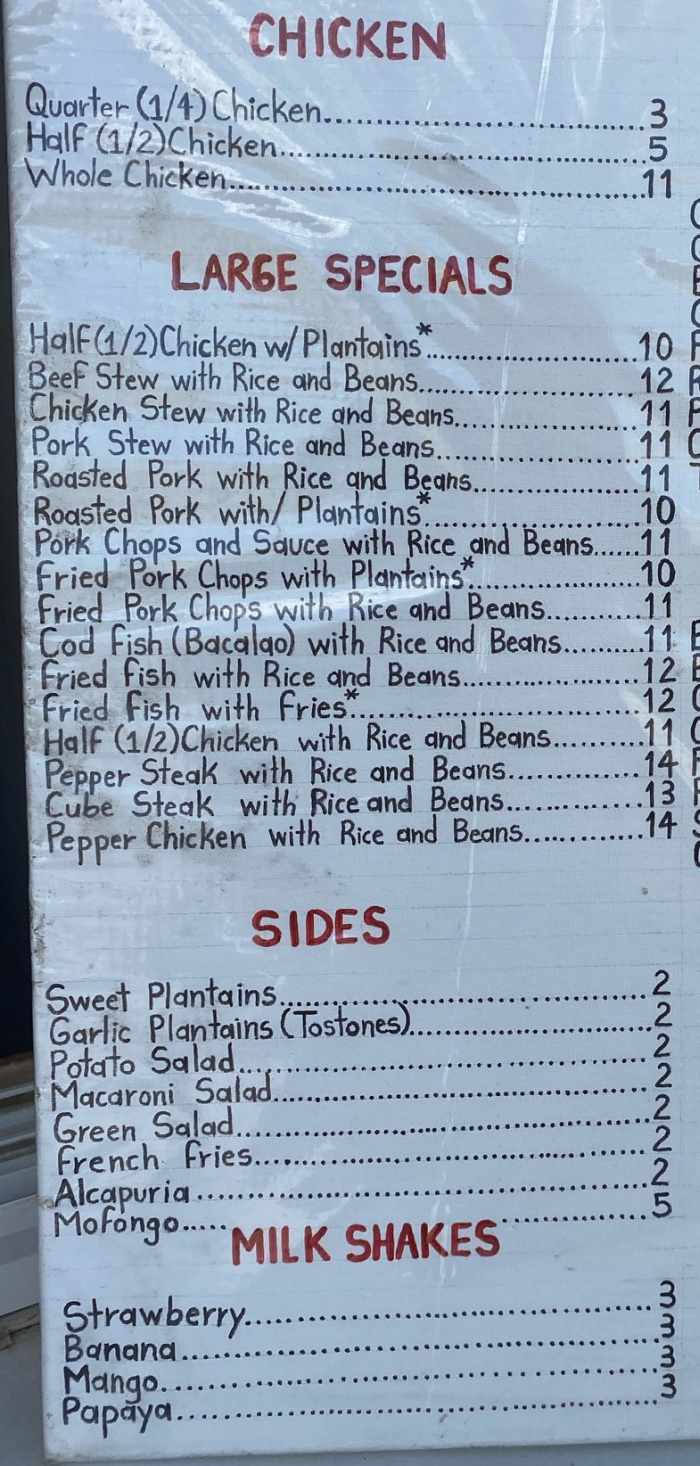 Joels Spanish Food menu page 1