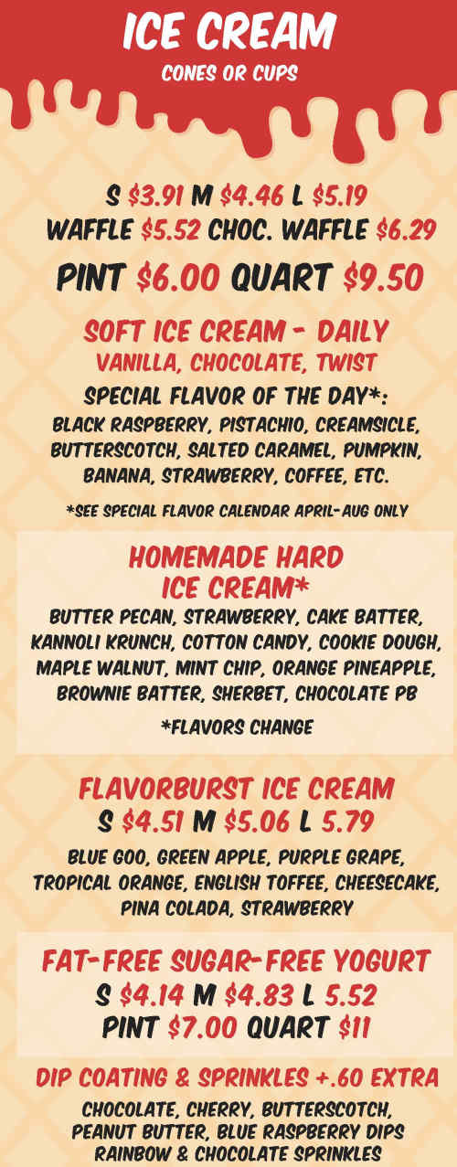 Bonomo's Dari Creme menu page 1