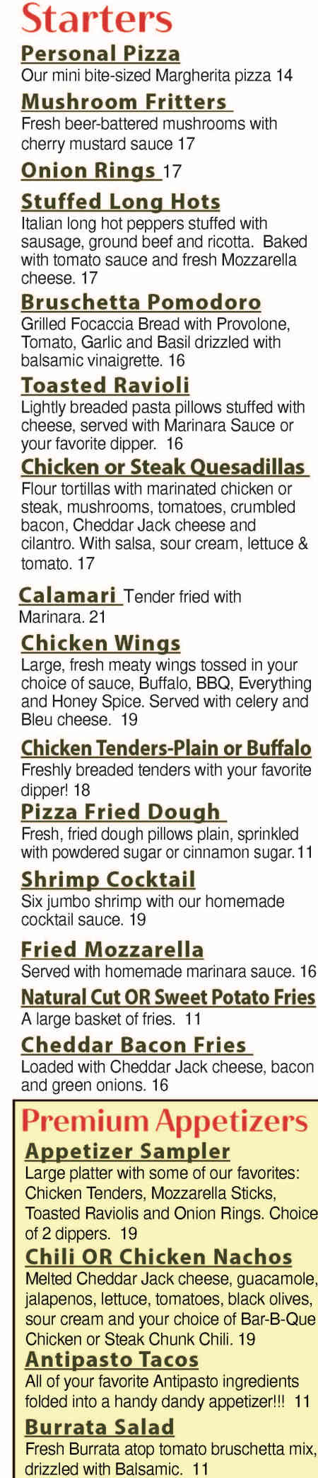 Carmella's Cafe menu page 1