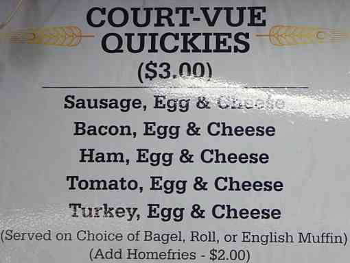 Court Vue Luncheonette menu page 1