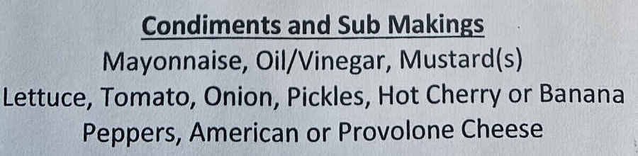 Mello's Subs menu page 1