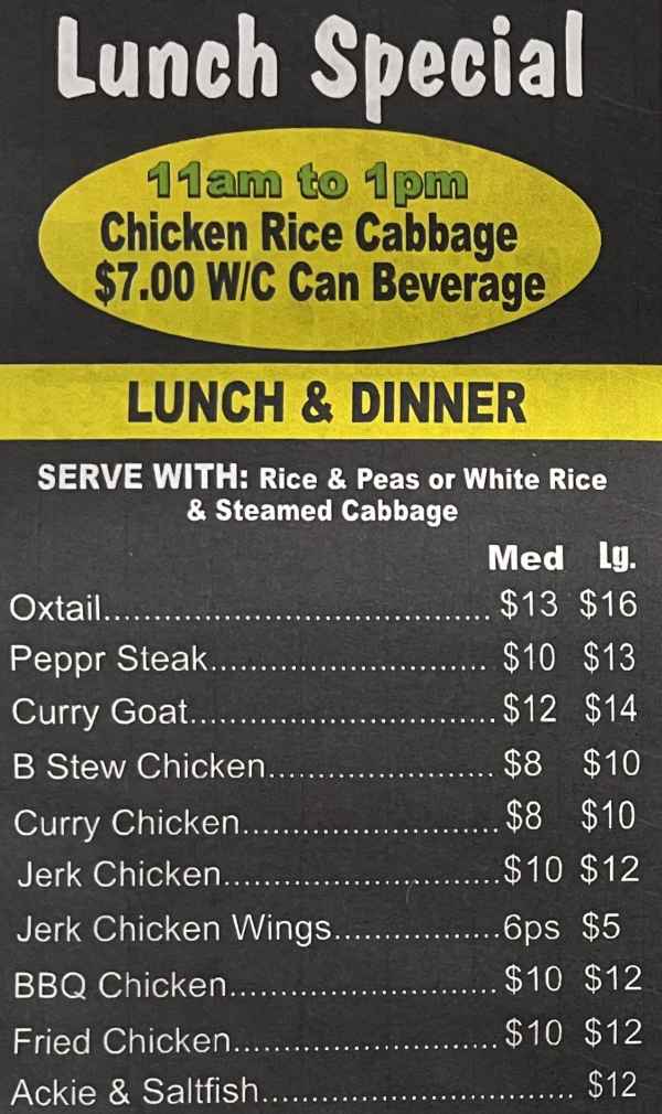 Happy Feet Caribbean Cuisine menu page 1