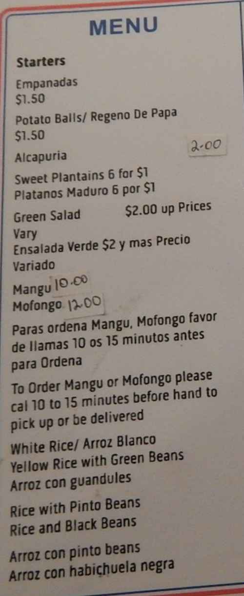 Herrera Sabor Latinos menu page 1