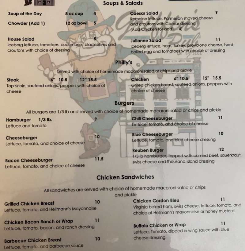 Griffin's Pub menu page 1