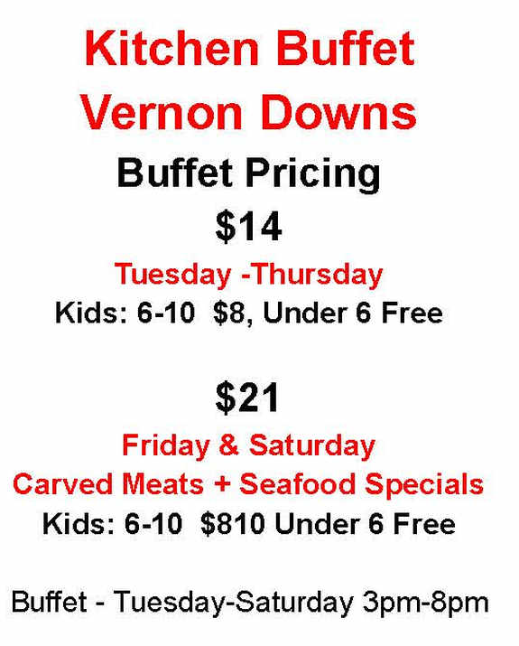 Kitchen Buffet Vernon Downs menu page 1